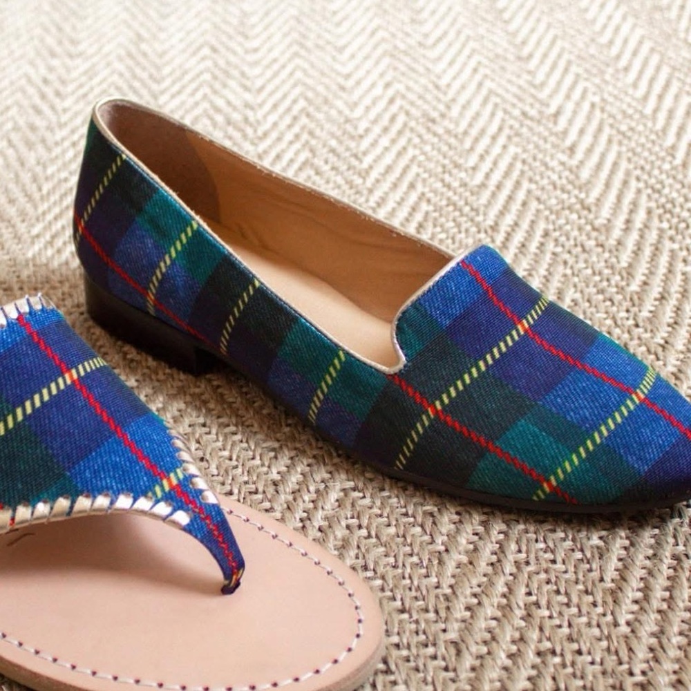 NWOT Jack Rogers Ginny Loafer in Blue Green Plaid Women's Size 6